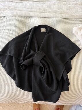 Black Wrap Shawl with Tie Detail
